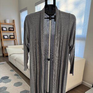 Lisa Rinna open-front duster-length long cardigan with front patch pockets